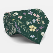 Elegante wilde bloemenweide smaragdgroen stropdas (Opgerold)