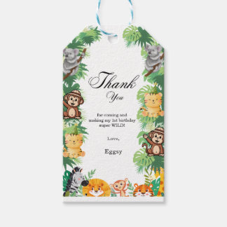 Elegante wilde dieren jungle safari jongen verjaar cadeaulabel