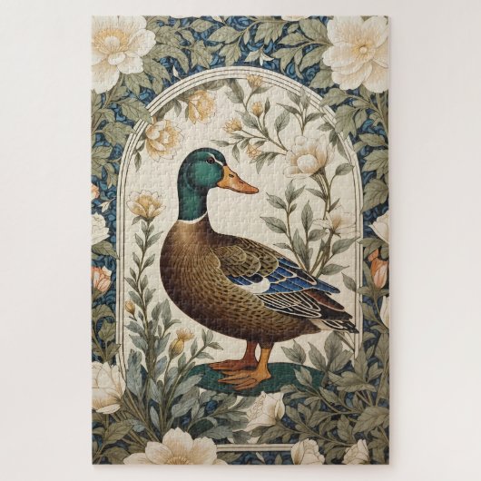 Elegante Wilde Eend William Morris Geïnspireerd  Legpuzzel (Verticaal)