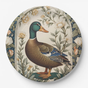 Elegante Wilde Eend William Morris Geïnspireerd  Papieren Bordje