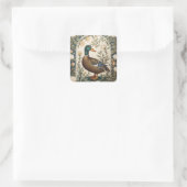 Elegante Wilde Eend William Morris geïnspireerd  Vierkante Sticker (Tas)