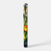 Elegante wilde iris boterbloem gebrandschilderd gl iPhone hoesje (Linkerkant)