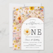 Elegante Wildflower 1e Verjaardag uitnodiging (Voorkant)