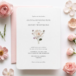 Elegante Wildflower Afgeronde Hoek Stijl Trouwen Kaart