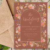 Elegante Wildflower Arch Verbrand Sinaasappel Fall Kaart