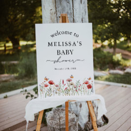 Elegante Wildflower Baby Shower Welkom Poster