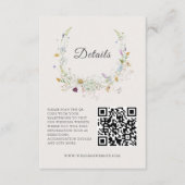 Elegante Wildflower Beige Bruiloft QRcode Details Informatiekaartje (Voorkant)