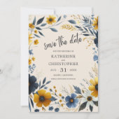 Elegante Wildflower Beige Bruiloft Save The Date (Voorkant)