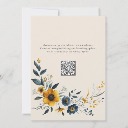 Elegante Wildflower Beige Bruiloft Save The Date (Achterkant)