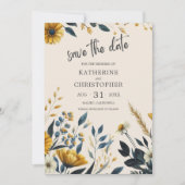 Elegante Wildflower Beige Bruiloft Save The Date (Voorkant)