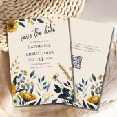 Elegante Wildflower Beige Bruiloft Save The Date