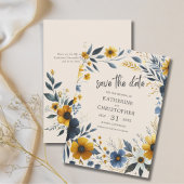 Elegante Wildflower Beige Bruiloft Save The Date
