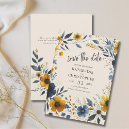 Elegante Wildflower Beige Bruiloft Save The Date