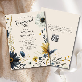 Elegante Wildflower Beige Engagement Party Kaart