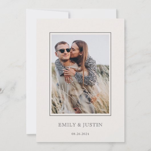 Elegante Wildflower Beige Foto Save the Date Kaart (Achterkant)