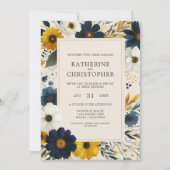 Elegante Wildflower Beige Waterverf Bruiloft Kaart (Voorkant)