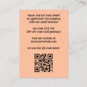 Elegante Wildflower BESTEL DANK U QR Code Visitekaartje (Achterkant)