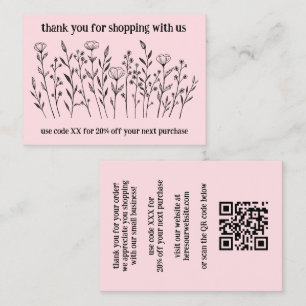 Elegante Wildflower BESTEL DANK U QR Code Visitekaartje