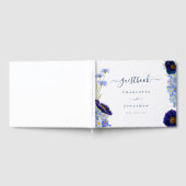 Elegante Wildflower Blauwe Bruiloft Gast Gastenboek (Volledig)