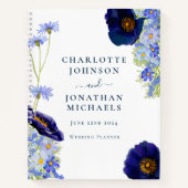 Elegante Wildflower Blauwe Bruiloft Planner Notitieboek (Voorkant)