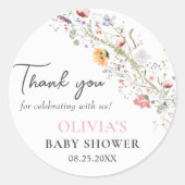Elegante Wildflower Bloemen Baby shower Sticker (Voorkant)