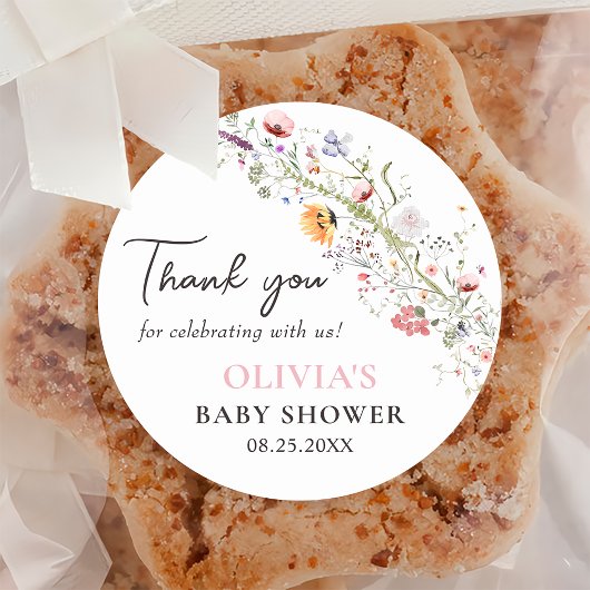 Elegante Wildflower Bloemen Baby shower Sticker