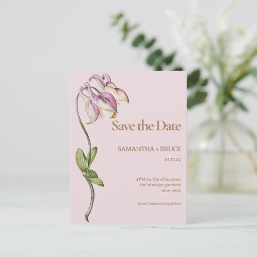 Elegante  Wildflower | Bloemen Bewaar de datum Briefkaart (Staand voorkant)