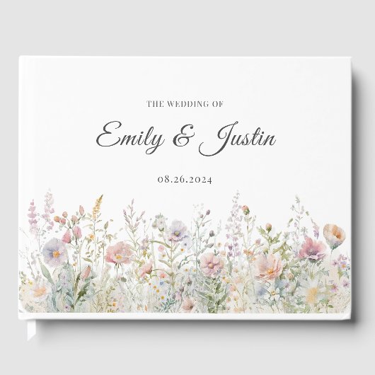 Elegante Wildflower Bloemen Bloemen Waterverf Brui Gastenboek (Voorkant)