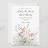 Elegante Wildflower Bloemen Bloemen Waterverf Brui Kaart (Voorkant)