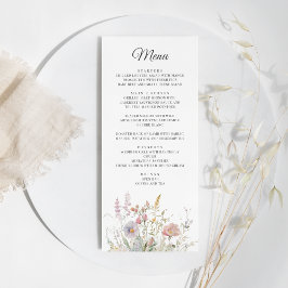 Elegante Wildflower Bloemen Bloemen Waterverf Brui Menu