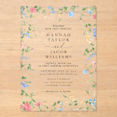 Elegante Wildflower Bloemen Boho bruiloft Acryl Uitnodigingen (Voorkant)