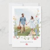 Elegante Wildflower Bloemen Fotobruiloft Save The Date (Achterkant)