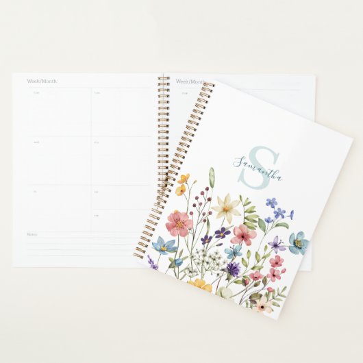 Elegante Wildflower Bloemen gepersonaliseerd Planner (Display)