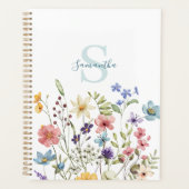 Elegante Wildflower Bloemen gepersonaliseerd Planner (Voorkant)
