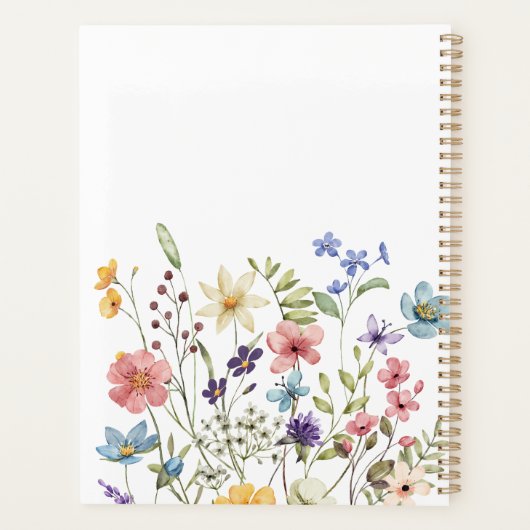 Elegante Wildflower Bloemen gepersonaliseerd Planner (Achterkant)