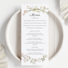 Elegante Wildflower Bloemen Greenery Wedding Menu