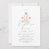 Elegante Wildflower Bloemen Kalligrafie Doop Kaart (Voorkant)
