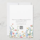 Elegante Wildflower Bloemen Monogram QR Code Huwel Kaart (Achterkant)