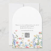 Elegante Wildflower Bloemen QR Code Boog Huwelijk Kaart (Achterkant)
