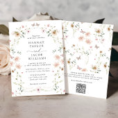 Elegante Wildflower Bloemen QR Code RSVP bruiloft Kaart