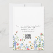 Elegante Wildflower Bloemen QR Code RSVP bruiloft Kaart (Achterkant)