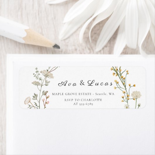 Elegante Wildflower Bloemen Wedding Garden Greener Etiket (Insitu)