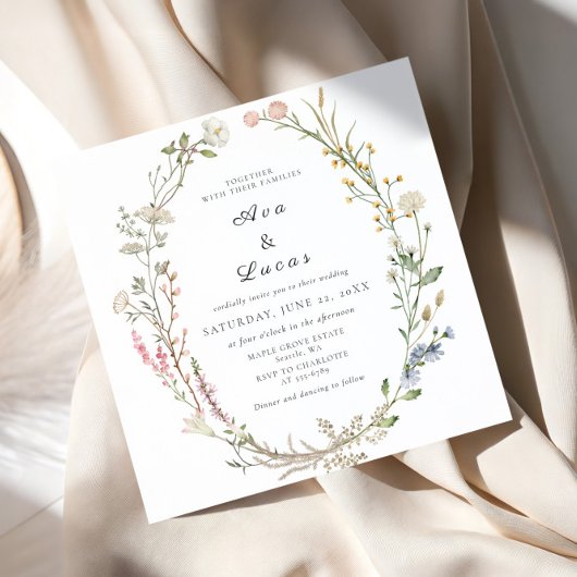 Elegante Wildflower Bloemen Wedding Garden Greener Kaart