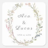 Elegante Wildflower Bloemen Wedding Garden Greener Vierkante Sticker (Voorkant)