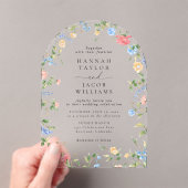 Elegante Wildflower Bloemenboog bruiloft Acryl Uitnodigingen (Insitu (Draagbaar))