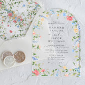 Elegante Wildflower Bloemenboog bruiloft Acryl Uitnodigingen