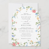 Elegante Wildflower Bloemenboog bruiloft Kaart (Voorkant)