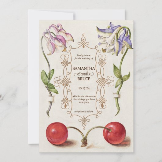 Elegante  Wildflower | Bloemenbruiloft Kaart (Voorkant)