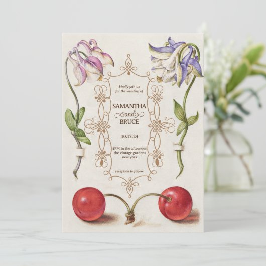 Elegante  Wildflower | Bloemenbruiloft Kaart (Staand voorkant)