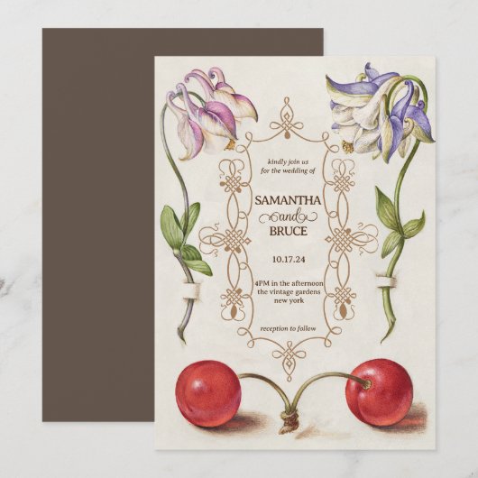 Elegante  Wildflower | Bloemenbruiloft Kaart (Voorkant / Achterkant)